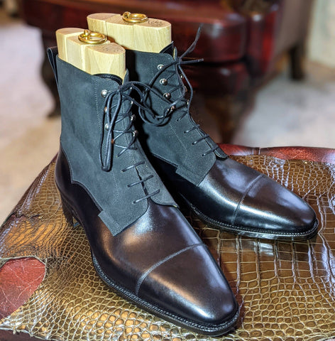 Ascot High Boots - Black Calf & Black Suede
