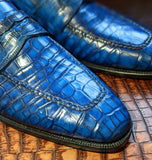 Ascot Sinatra Loafer - Jazz Blue Niloticus Crocodile - Ascot Shoes