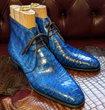 Ascot Chukka Boots - Jazz Blue Niloticus Crocodile - Ascot Shoes