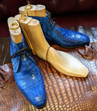 Ascot Chukka Boots - Jazz Blue Niloticus Crocodile - Ascot Shoes