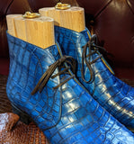 Ascot Chukka Boots - Jazz Blue Niloticus Crocodile - Ascot Shoes