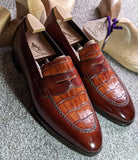 Ascot Sinatra - Tan Calf & Tan Crocodile - Ascot Shoes
