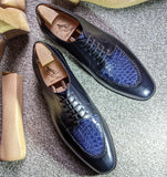 Ascot Kaan - Navy Blue Calf & Blue Crocodile - Ascot Shoes