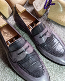 Ascot Sinatra - Grey Calf & Grey Crocodile - Ascot Shoes