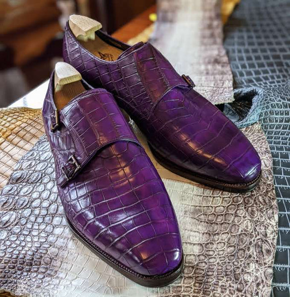 Ascot Double Monk Purple Alligator