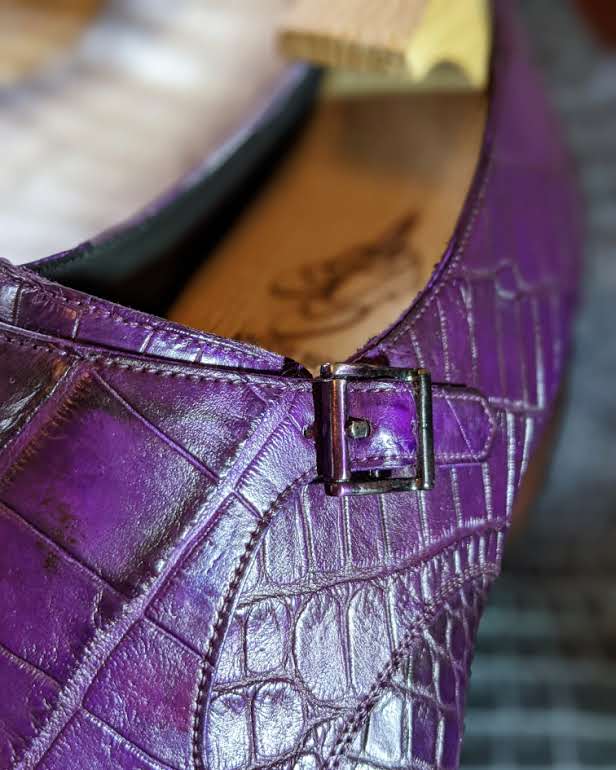 Ascot Double Monk - Purple Alligator - Ascot Shoes