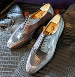 Ascot Kaan - Gunpowder Grey Calf & Grey Niloticus Crocodile - Ascot Shoes