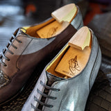 Ascot Kaan - Gunpowder Grey Calf & Grey Niloticus Crocodile - Ascot Shoes