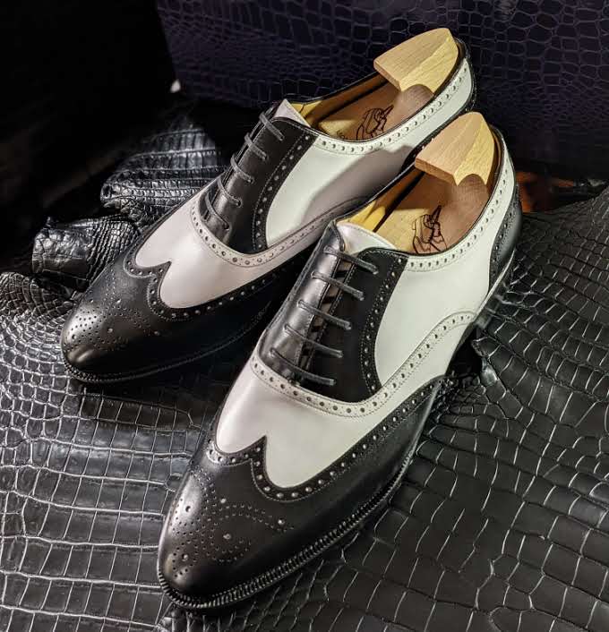 Ascot Asby - Black & White Calf - Ascot Shoes