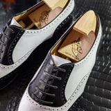 Ascot Asby Spectators - Black & White Calf - Ascot Shoes