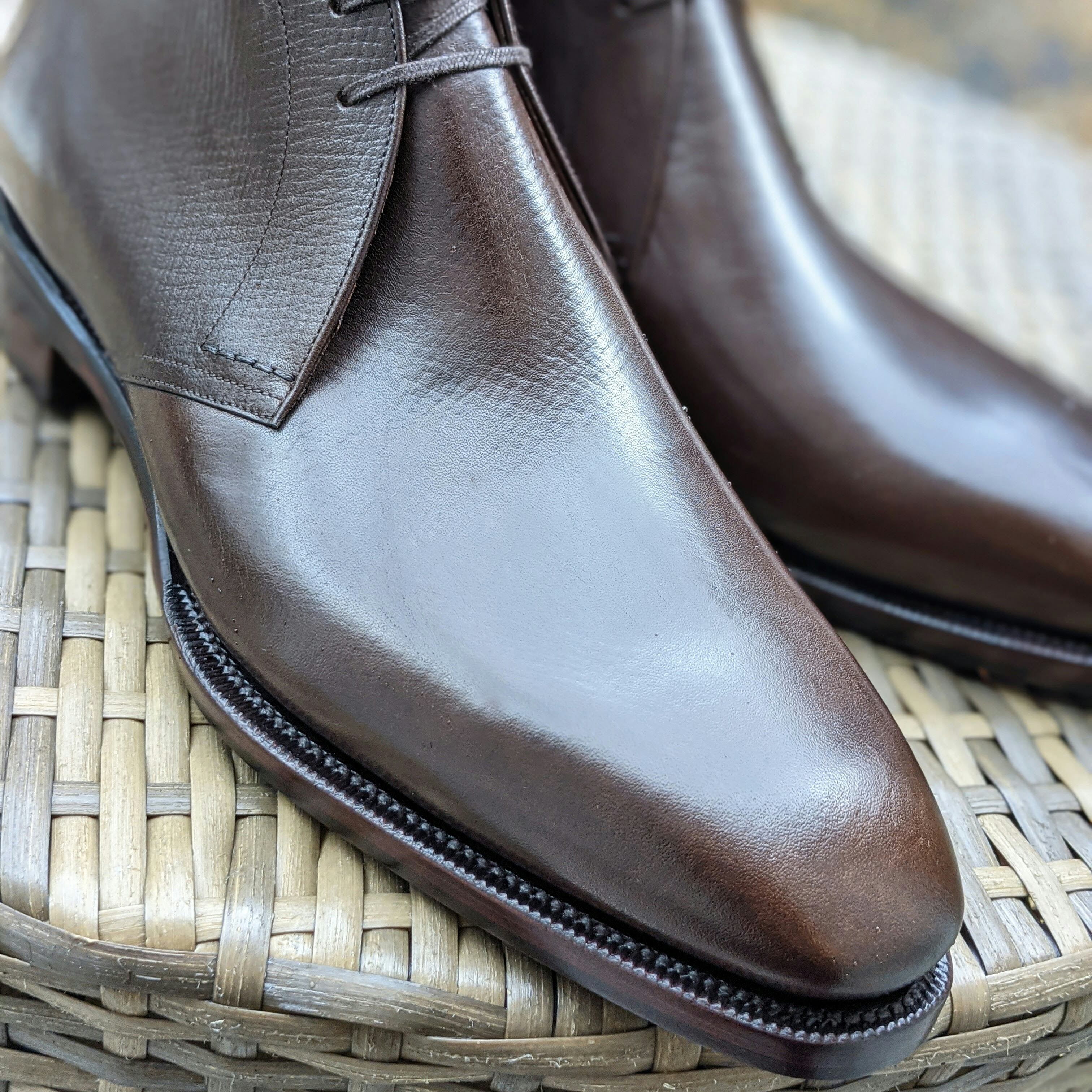Ascot Ankle Boots - Brown Hatch Grain - Ascot Shoes