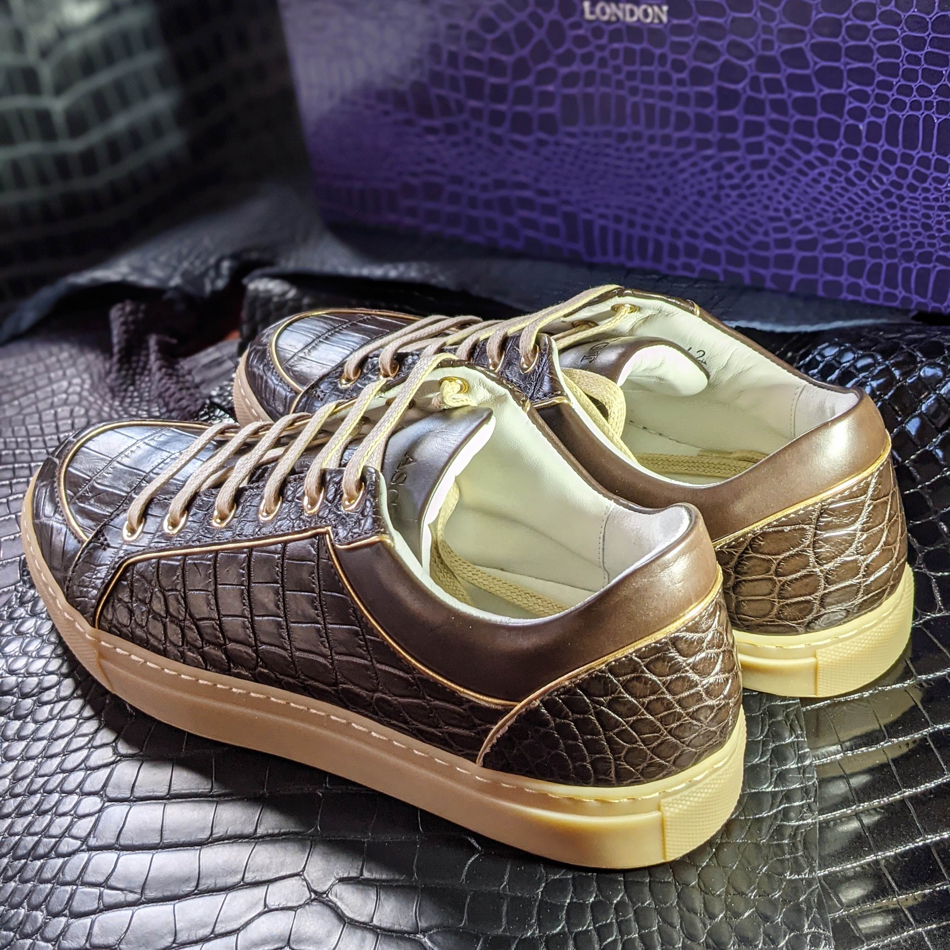 Ascot Sneakers - Brown Crocodile - Ascot Shoes