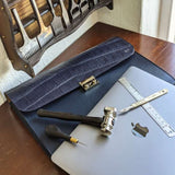 Laptop Case - Navy Blue Crocodile & Navy Blue Togo Leather - Ascot Shoes