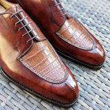 Ascot Kaan - Tan Crocodile & Cognac Calf, UK 10, U last - Ascot Shoes