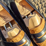 Vass Loafer - Tan Nubuck Crocodile & Blue Museum Calf, UK 10, U last - Ascot Shoes