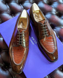 Ascot Kaan - Brown Museum Calf & Cognac Crocodile - Ascot Shoes