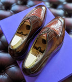 Ascot Kaan - Brown Museum Calf & Cognac Crocodile - Ascot Shoes