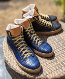 Ascot High Boot Sneakers - Blue Crocodile - Ascot Shoes
