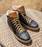 Ascot High Boot Sneakers - Black Crocodile - Ascot Shoes