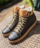 Ascot High Boot Sneakers - Black Crocodile - Ascot Shoes