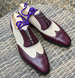 Ascot Gatsby - Burgundy Hatch Grain & Cream Calf - Ascot Shoes