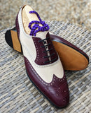 Ascot Gatsby - Burgundy Hatch Grain & Cream Calf - Ascot Shoes