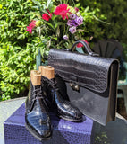 Briefcase - Black Crocodile & Black Togo Leather - Ascot Shoes