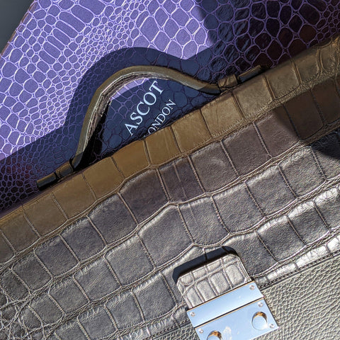 Briefcase - Black Crocodile & Black Togo Leather