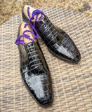 Ascot Wholecut - Black Crocodile - Ascot Shoes