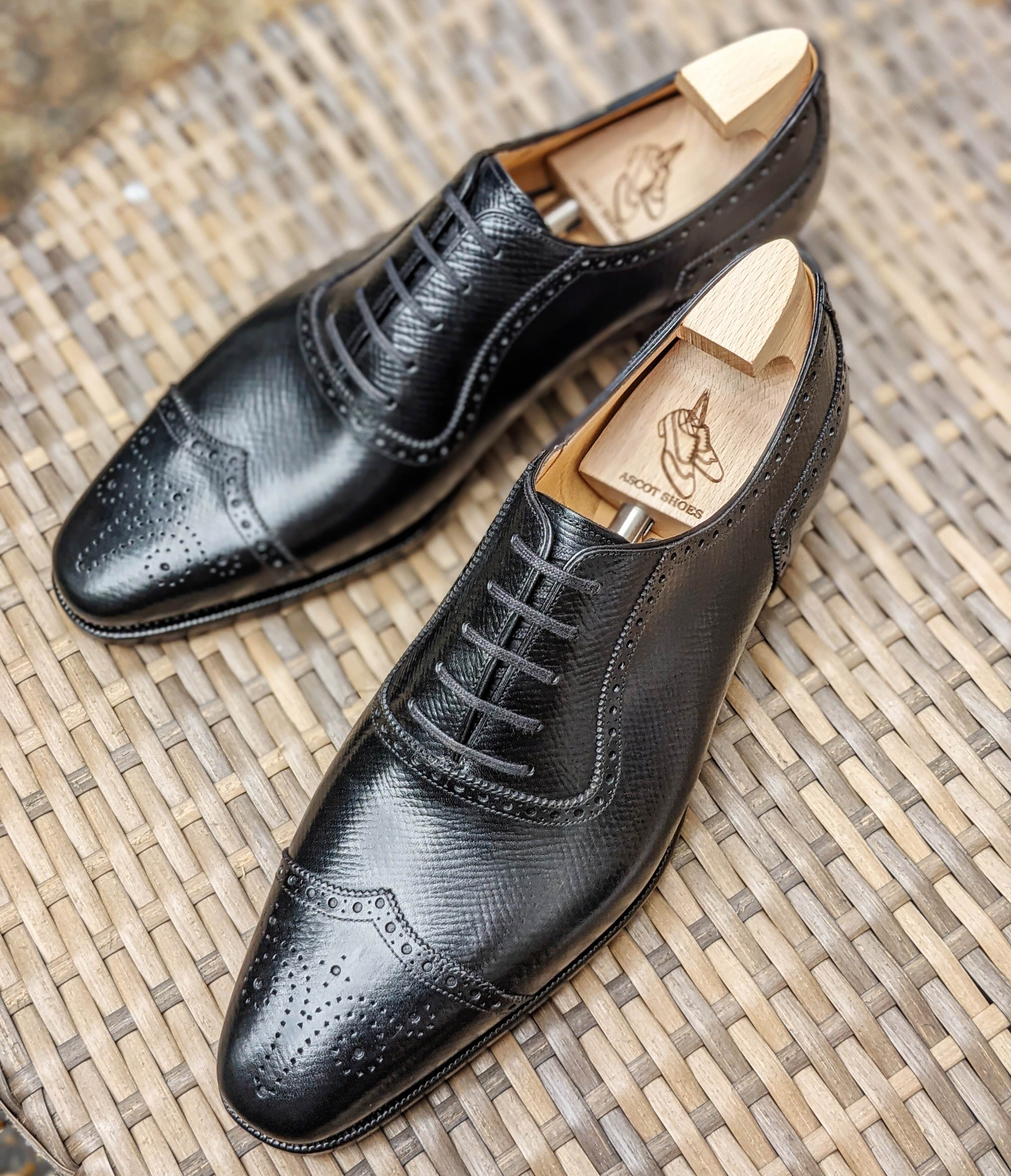 Ascot Éclair - Black Hatch Grain - Ascot Shoes