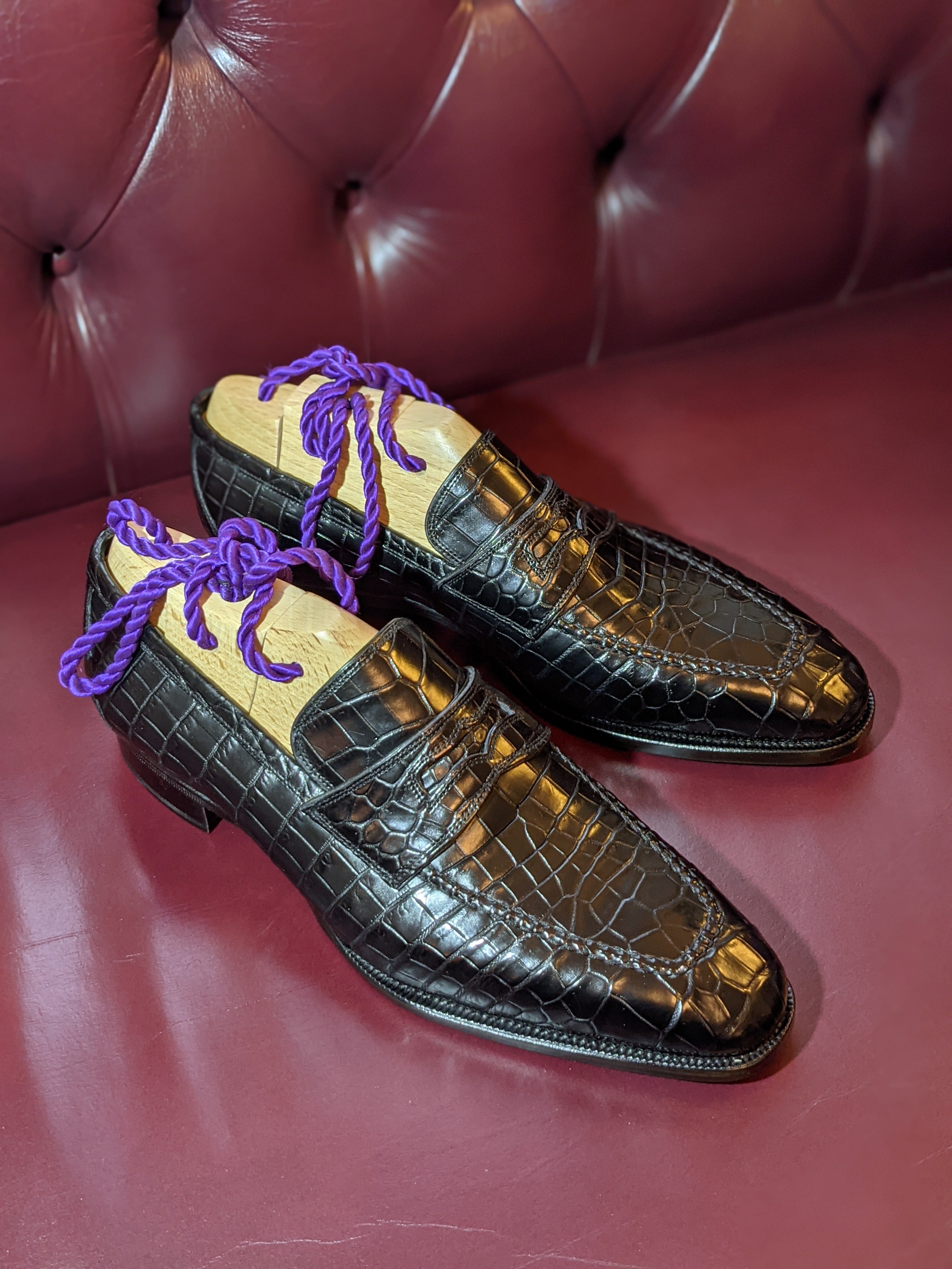 Stan - Black Alligator Loafers - UK 7.5 - Ascot Shoes