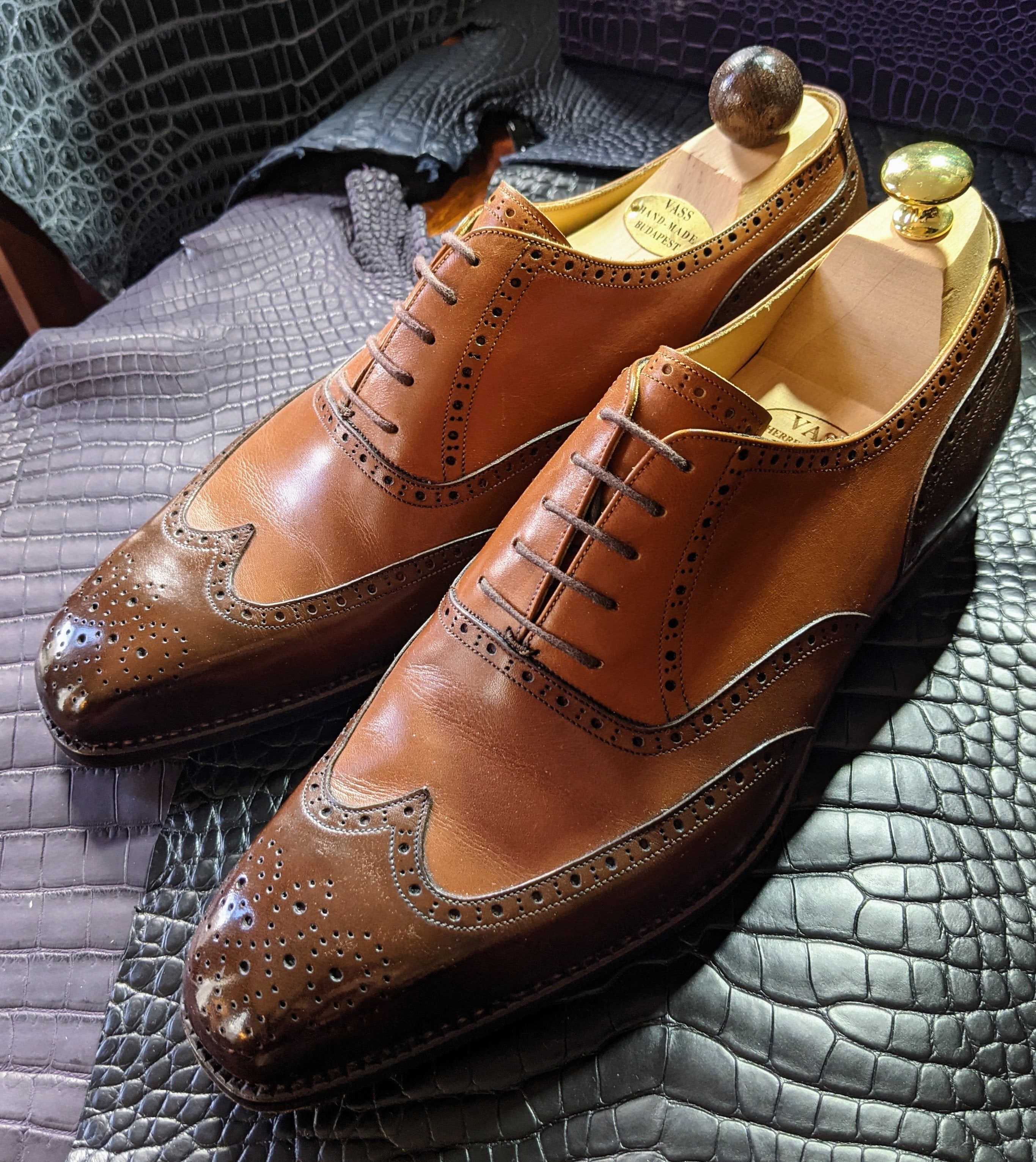 Vass Budapest Oxford - Tri Cognac Combination, UK 9.5, K last - Ascot Shoes