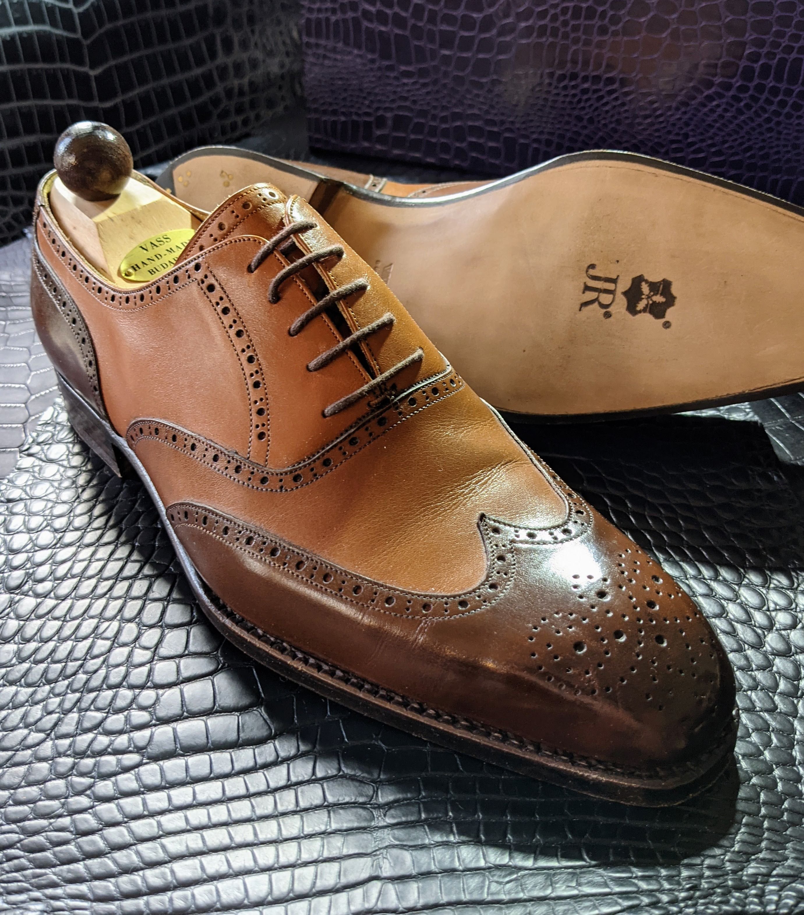 Vass Budapest Oxford - Tri Cognac Combination, UK 9.5, K last - Ascot Shoes