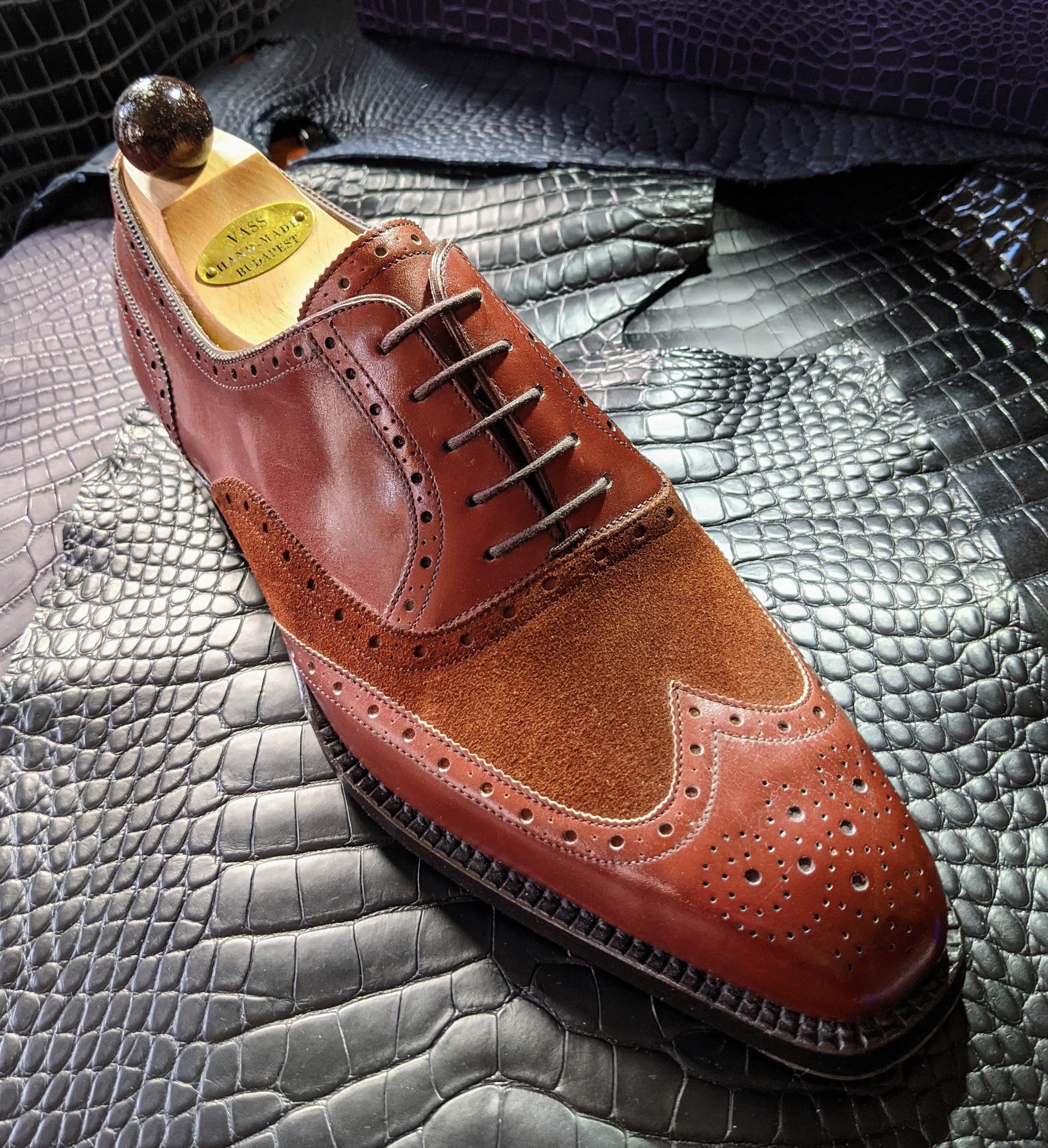 Vass Budapest Oxford - Tri Cognac Combination, UK 10, K last - Ascot Shoes