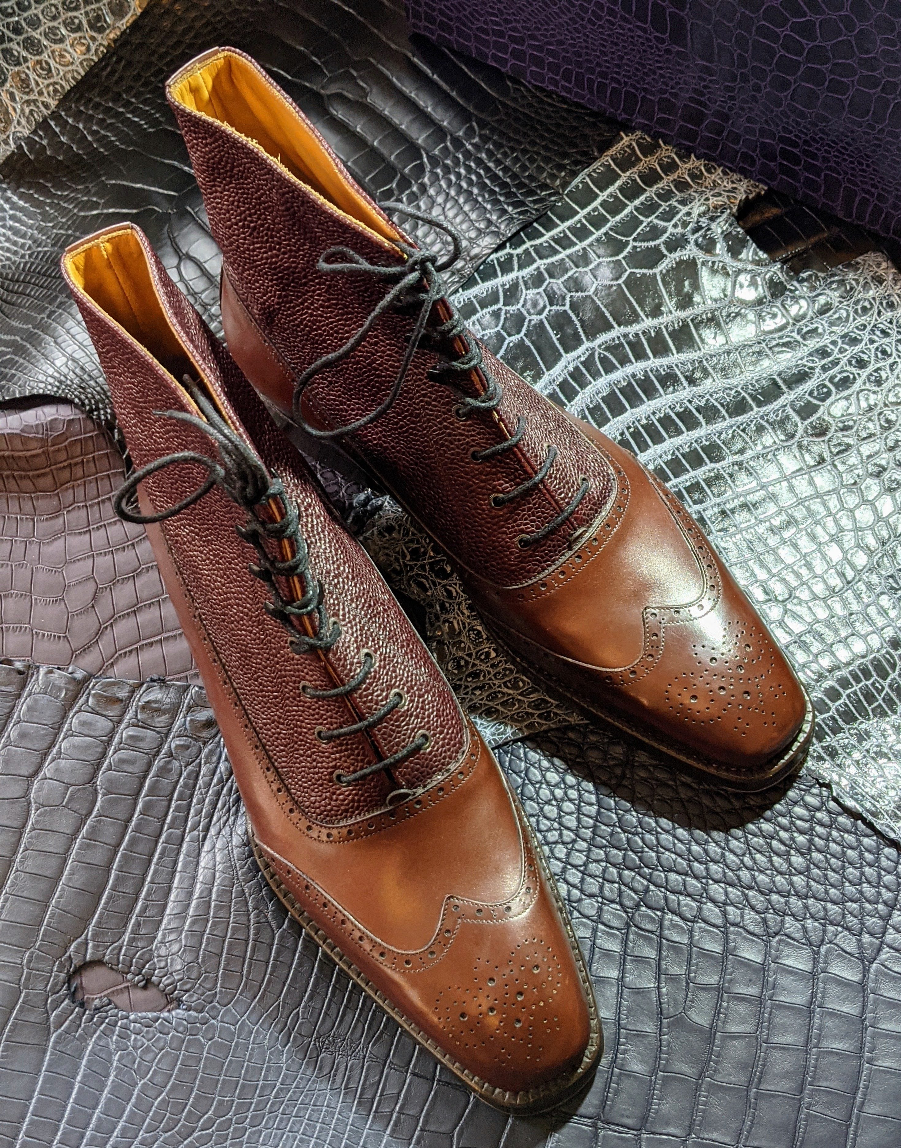 Vass Budapest Oxford Boots - Antique Cognac Combination, UK 10, SP last - Ascot Shoes