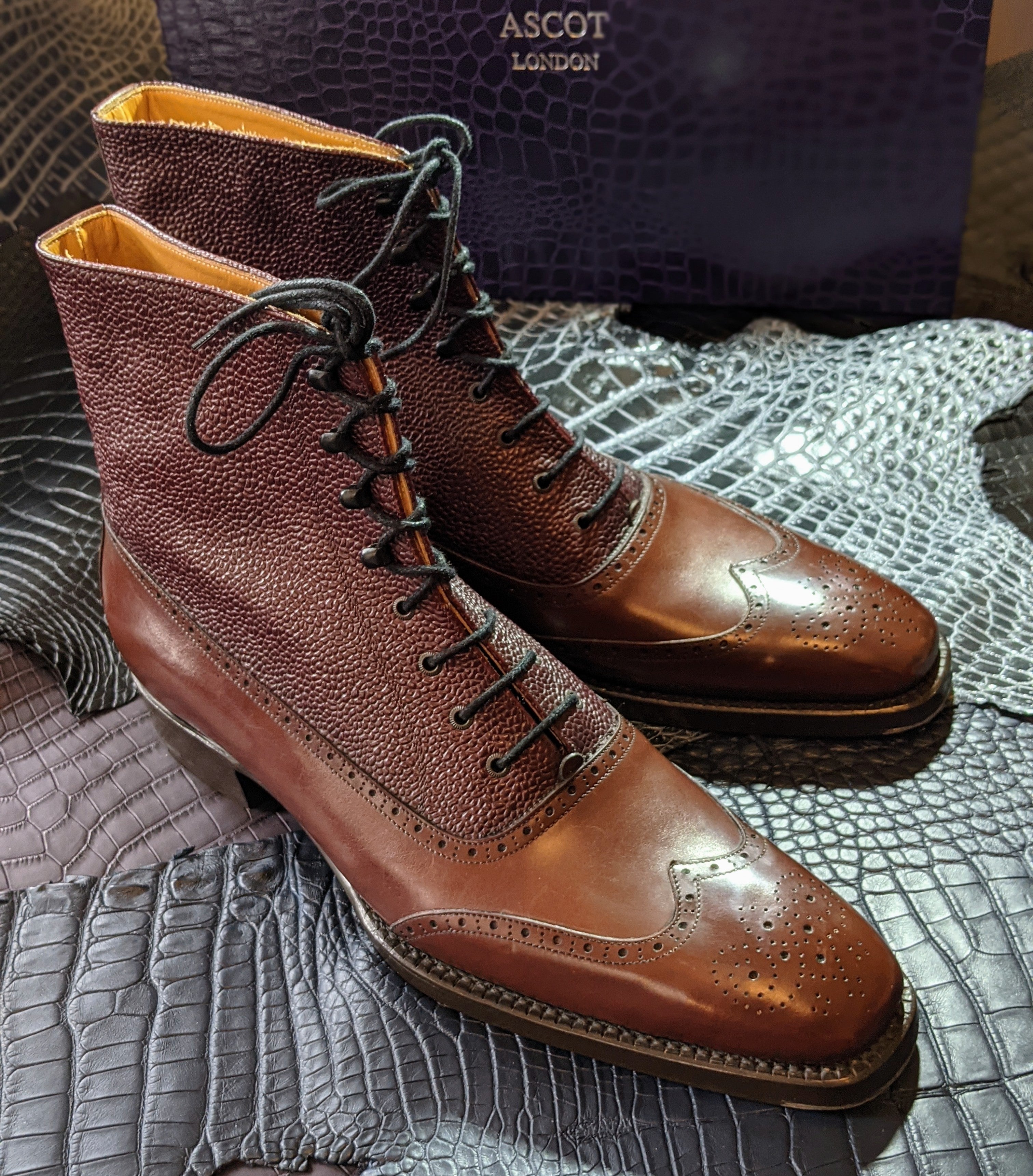 Vass Budapest Oxford Boots - Antique Cognac Combination, UK 10, SP last - Ascot Shoes