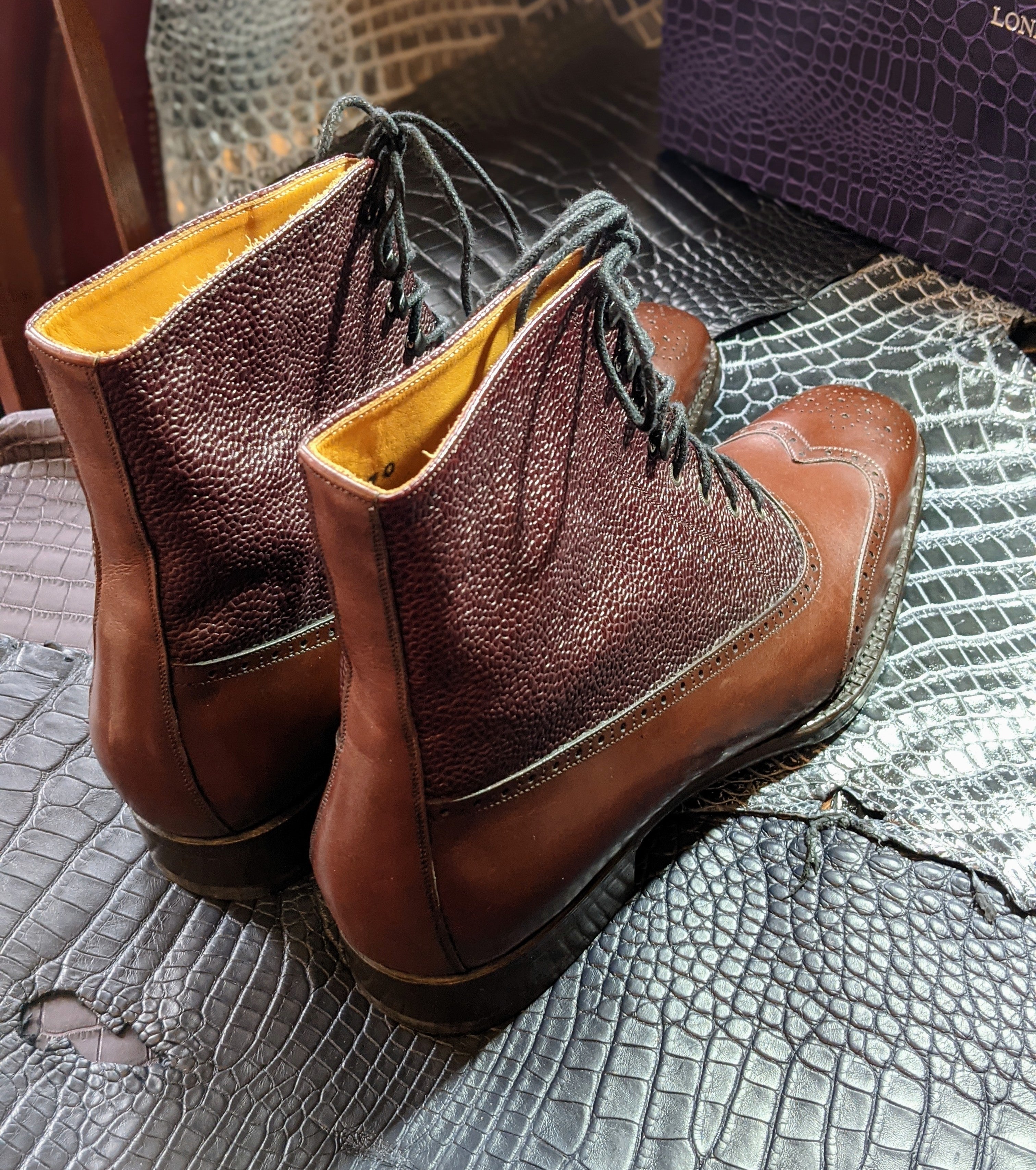 Vass Budapest Oxford Boots - Antique Cognac Combination, UK 10, SP last - Ascot Shoes