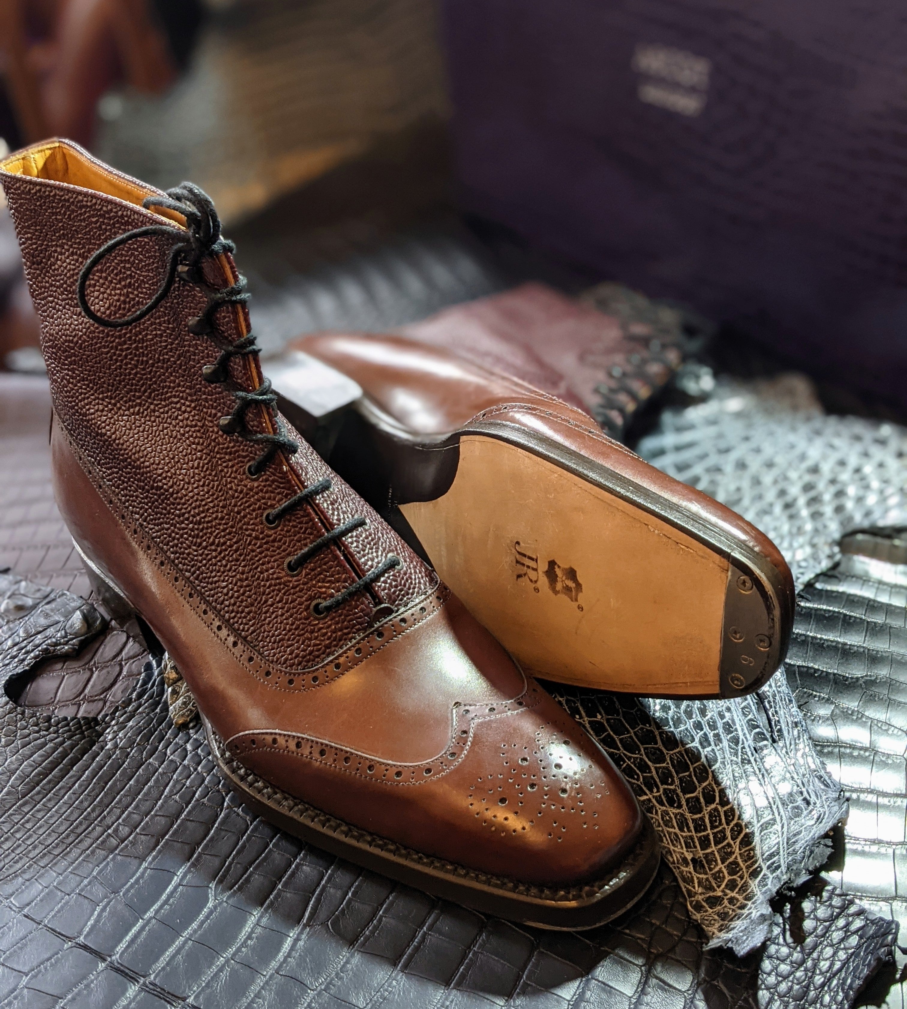 Vass Budapest Oxford Boots - Antique Cognac Combination, UK 10, SP last - Ascot Shoes