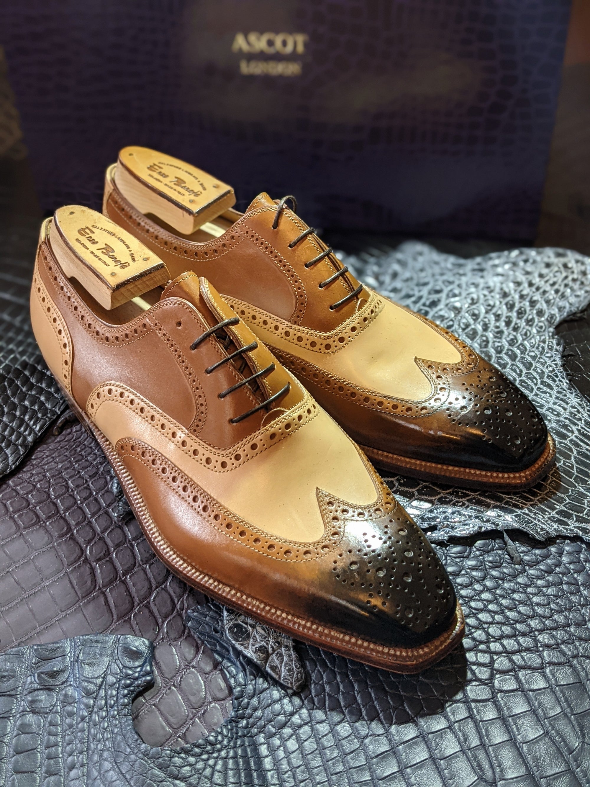 Enzo Bonafe - Camel & Cream Calf, UK 9.5 - Ascot Shoes