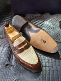 Vass Loafer - Brown Calf & White Crocodile, UK 10, F last - Ascot Shoes