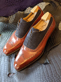 Vass Oxford - Navy Suede & Cognac Calf, UK 10, K last - Ascot Shoes
