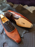 Vass Oxford - Navy Suede & Cognac Calf, UK 10, K last - Ascot Shoes