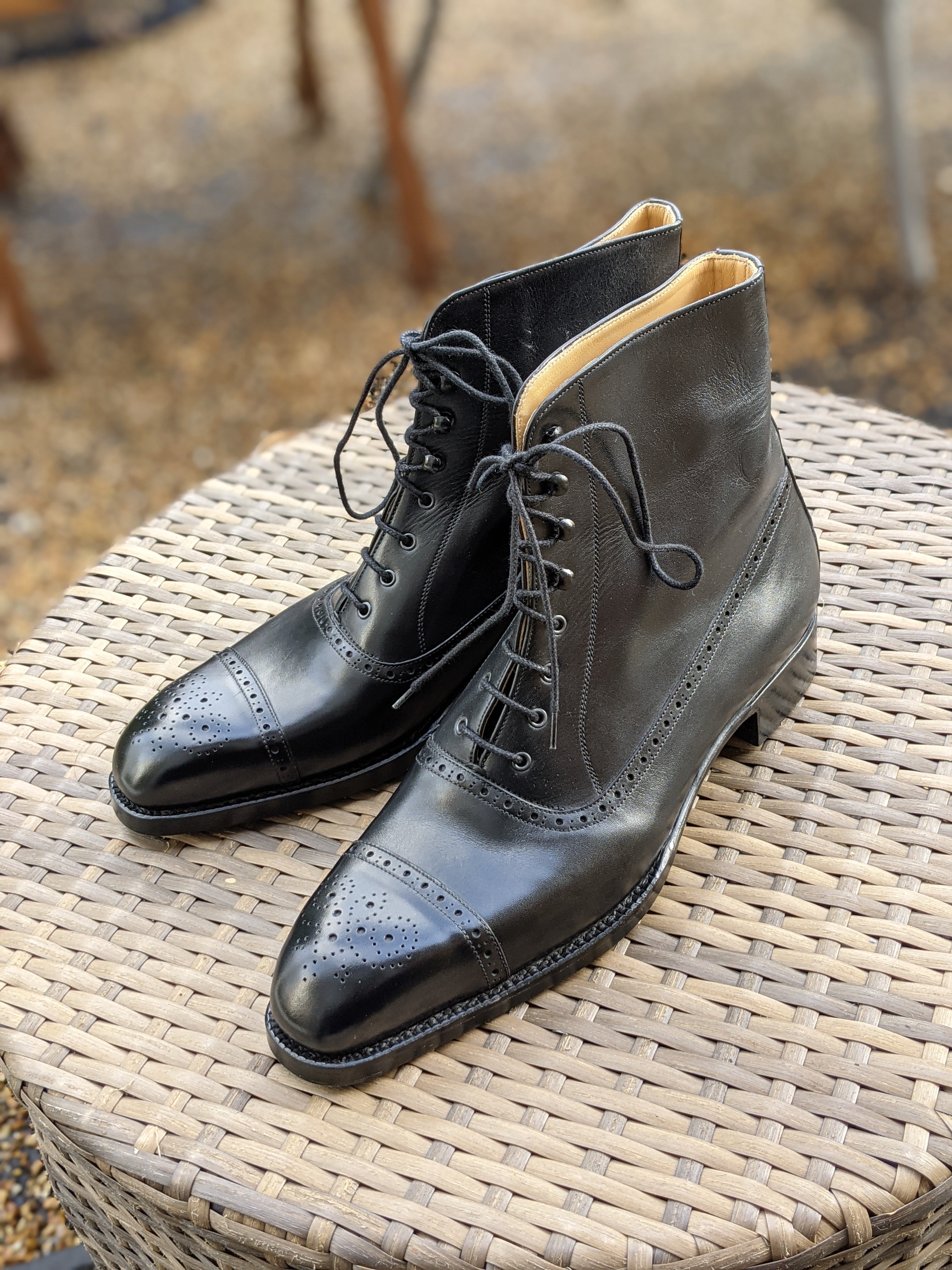 Vass Punched Captoe Boots - Black Calf, UK 9.5, K last - Ascot Shoes