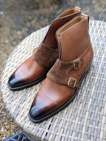 Enzo Bonafe Boots - Tan Horween Hatch Grain, UK 9.5