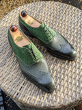 Vass Budapest Oxford - Tri Green Suede, Grain & Calf, UK 8.5, K last - Ascot Shoes