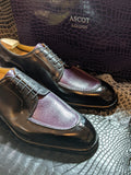 Ascot Kaan - Black Calf & Purple Hatch Grain, UK 8, K last - Ascot Shoes