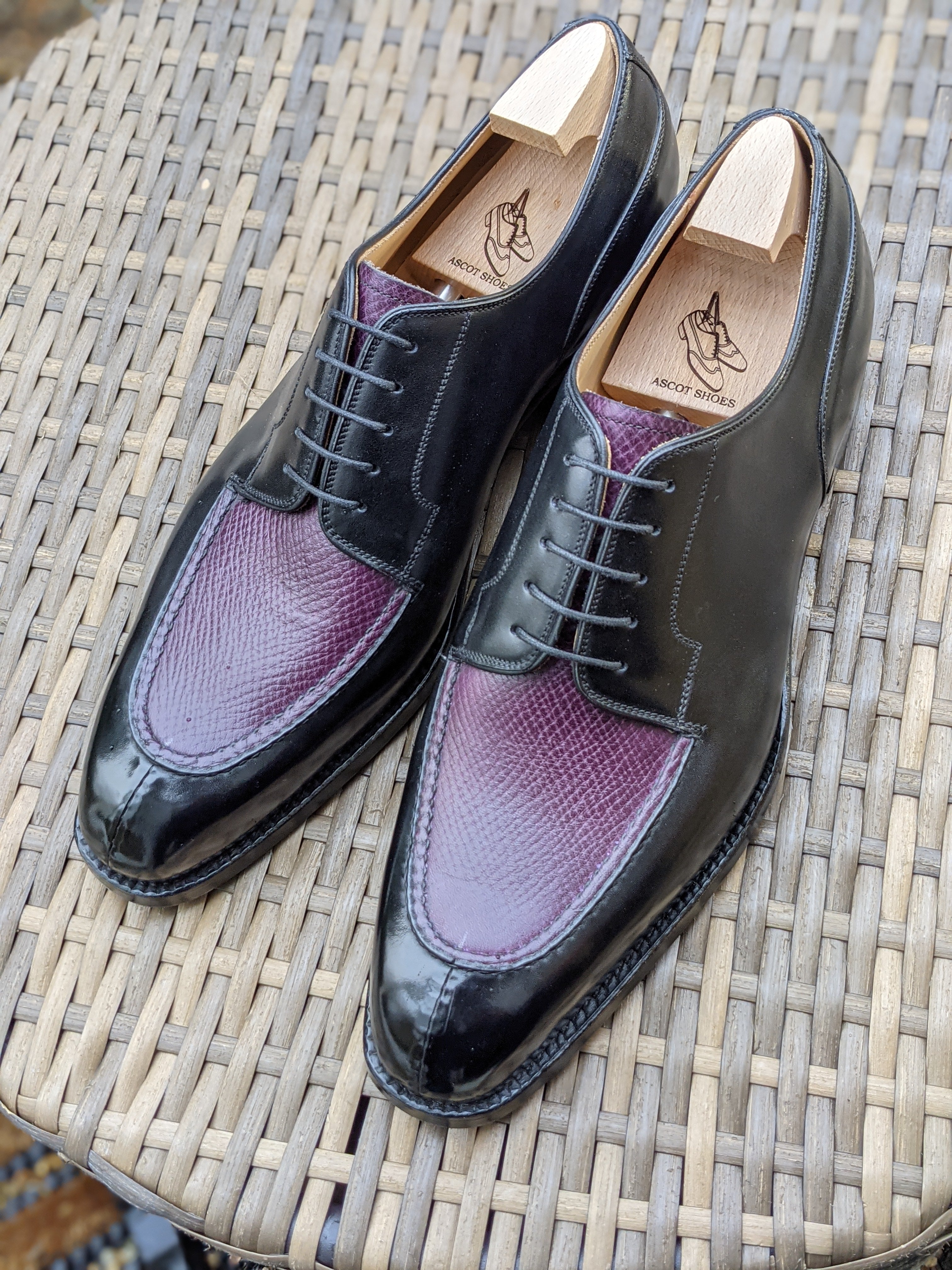 Ascot Kaan - Black Calf & Purple Hatch Grain, UK 8, K last - Ascot Shoes