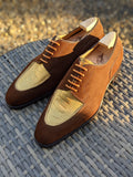 Ascot Kaan - Gold Ostrich & Tan Suede, UK 8, U last - Ascot Shoes