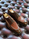 Ascot Kaan - Walnut Museum Calf & Cognac Crocodile, UK 9, U last - Ascot Shoes