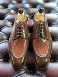 Ascot Kaan - Walnut Museum Calf & Cognac Crocodile, UK 9, U last - Ascot Shoes